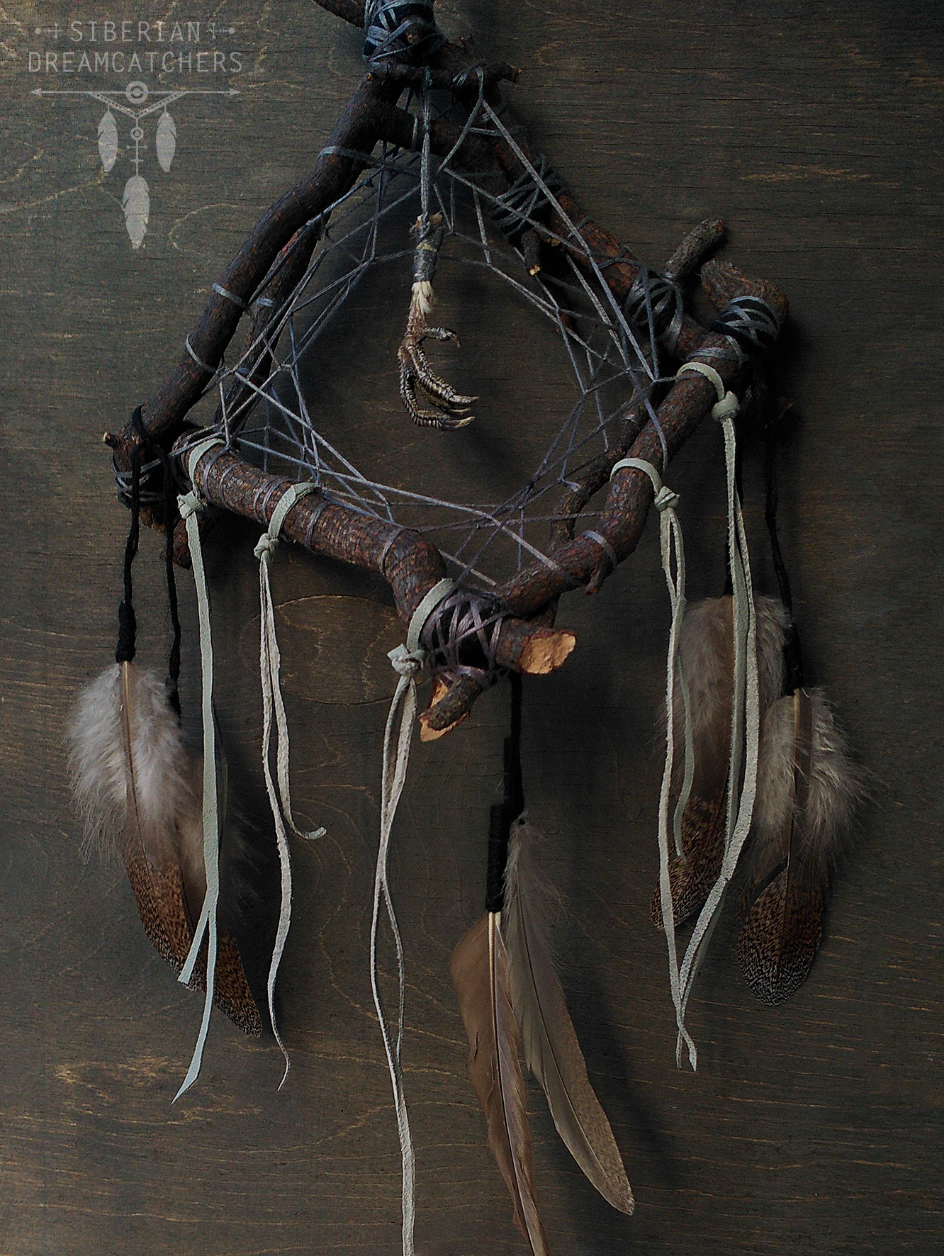 Dreamcatchers made from tree roots with capercaillie and raven feathers, quartz brushes and leather cords - My, Dreamcatcher, My, Friday tag is mine, Needlework without process, Longpost