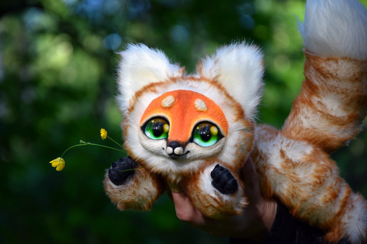 Little fox sister - My, Needlework, Handmade, Polymer clay, Handmade, Good quality, Fox, Artificial fur, Fantasy, Longpost