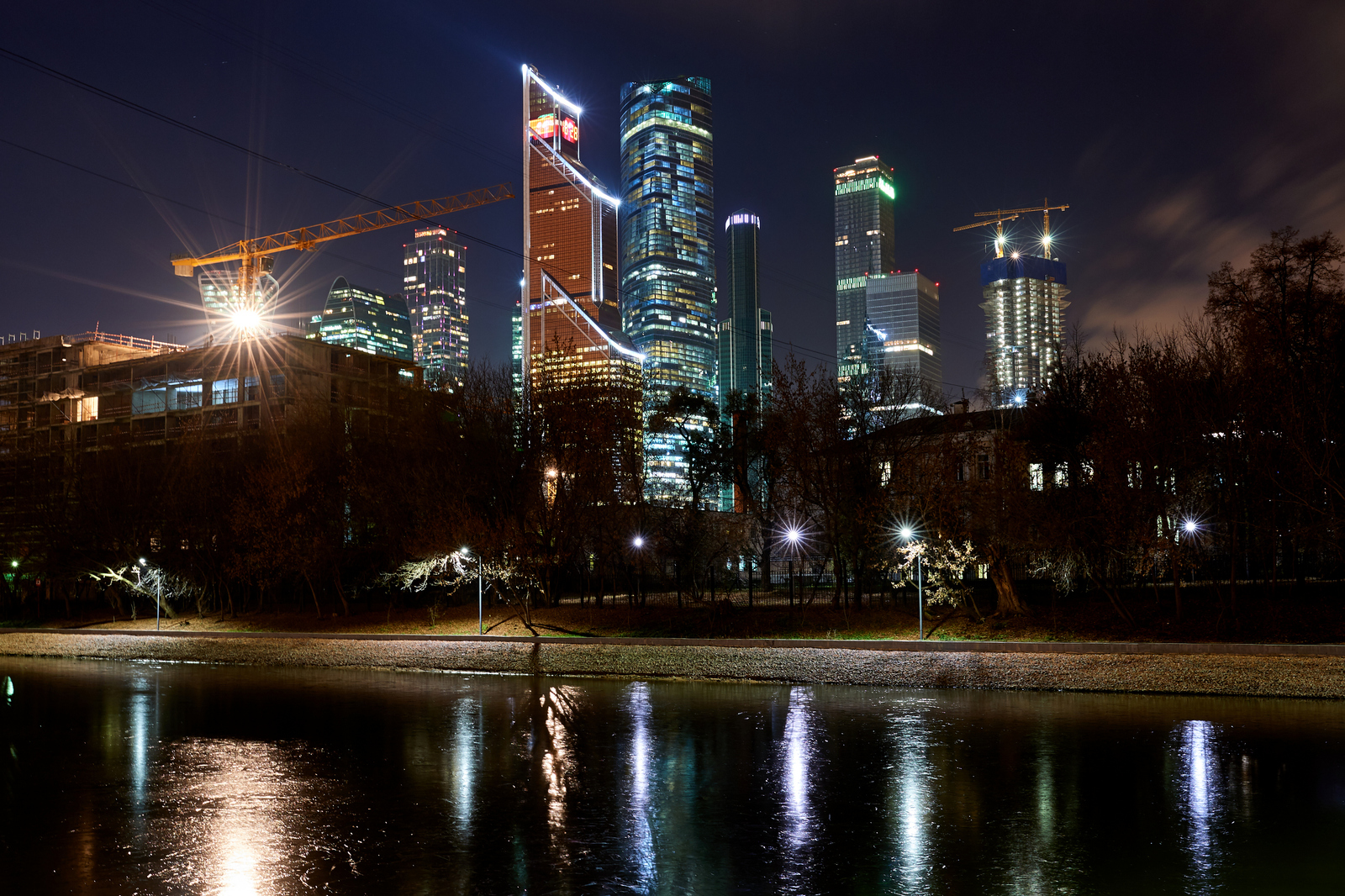 Evening Presnya and Shelepikha - My, Nikon, Night, The photo, Reflection, Moscow, Longpost