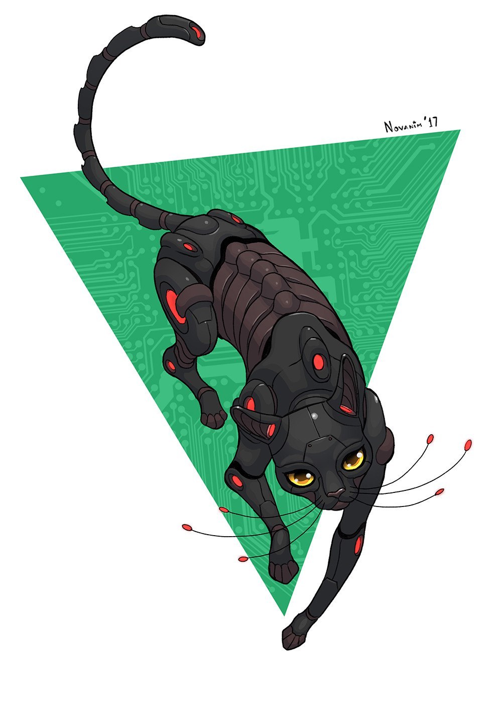 Рисованный киберпанк кот