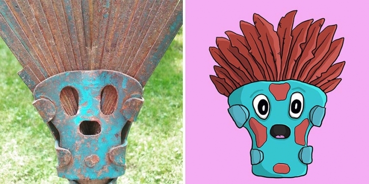 Artist sees faces everywhere and turns them into cartoon characters - Pareidolia, , Artist, Animation, Longpost, Cartoons