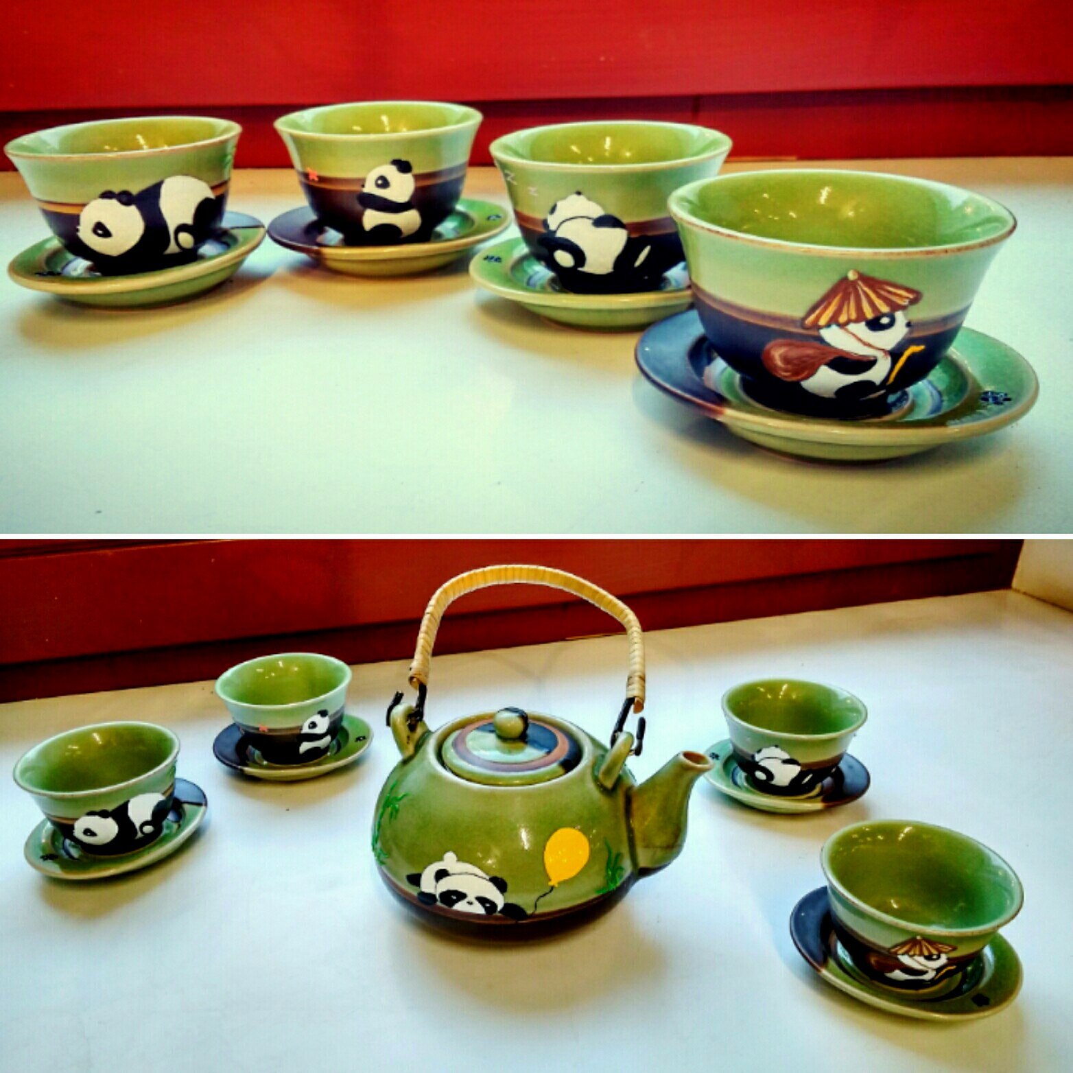 tea pandas - My, Panda, Service, Painting, Creation, Acrylic, Kung Fu Panda, My, Longpost