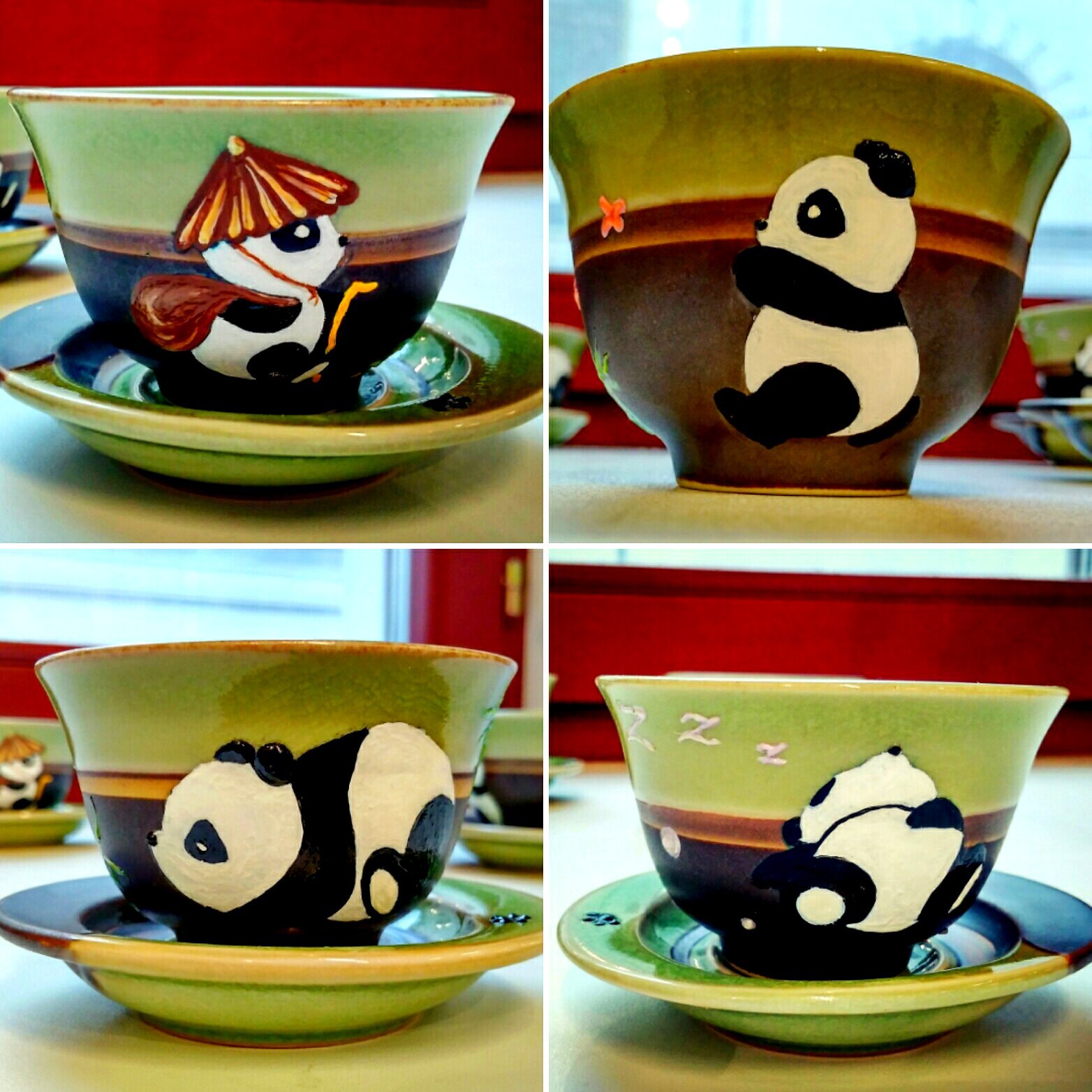 tea pandas - My, Panda, Service, Painting, Creation, Acrylic, Kung Fu Panda, My, Longpost