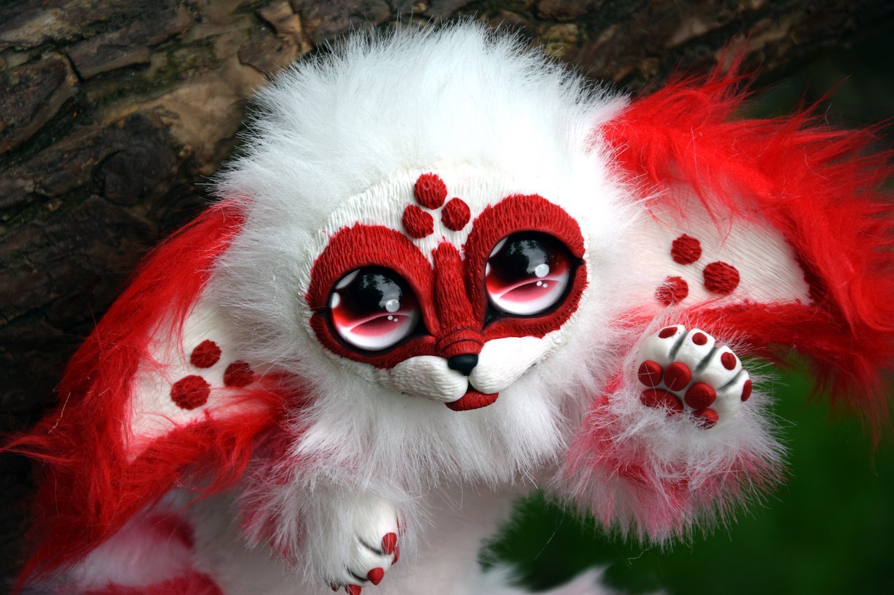 red alien - My, Handmade, Needlework without process, Polymer clay, Adelkawalka, Handmade, Artificial fur, Longpost