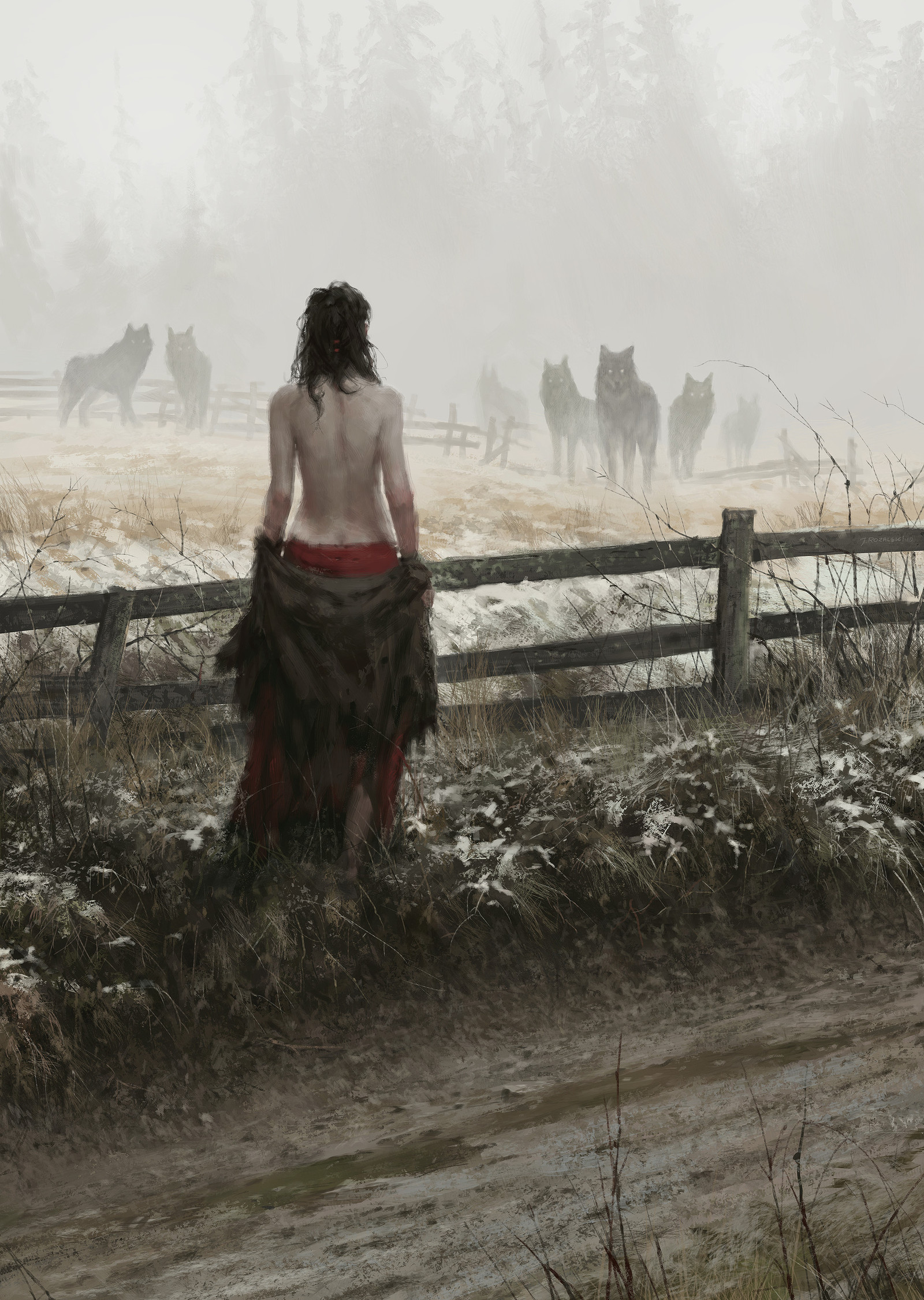 True nature. - Jakub Rosalski, Werewolves, Girls, Wolf, Flock, 2D, Art