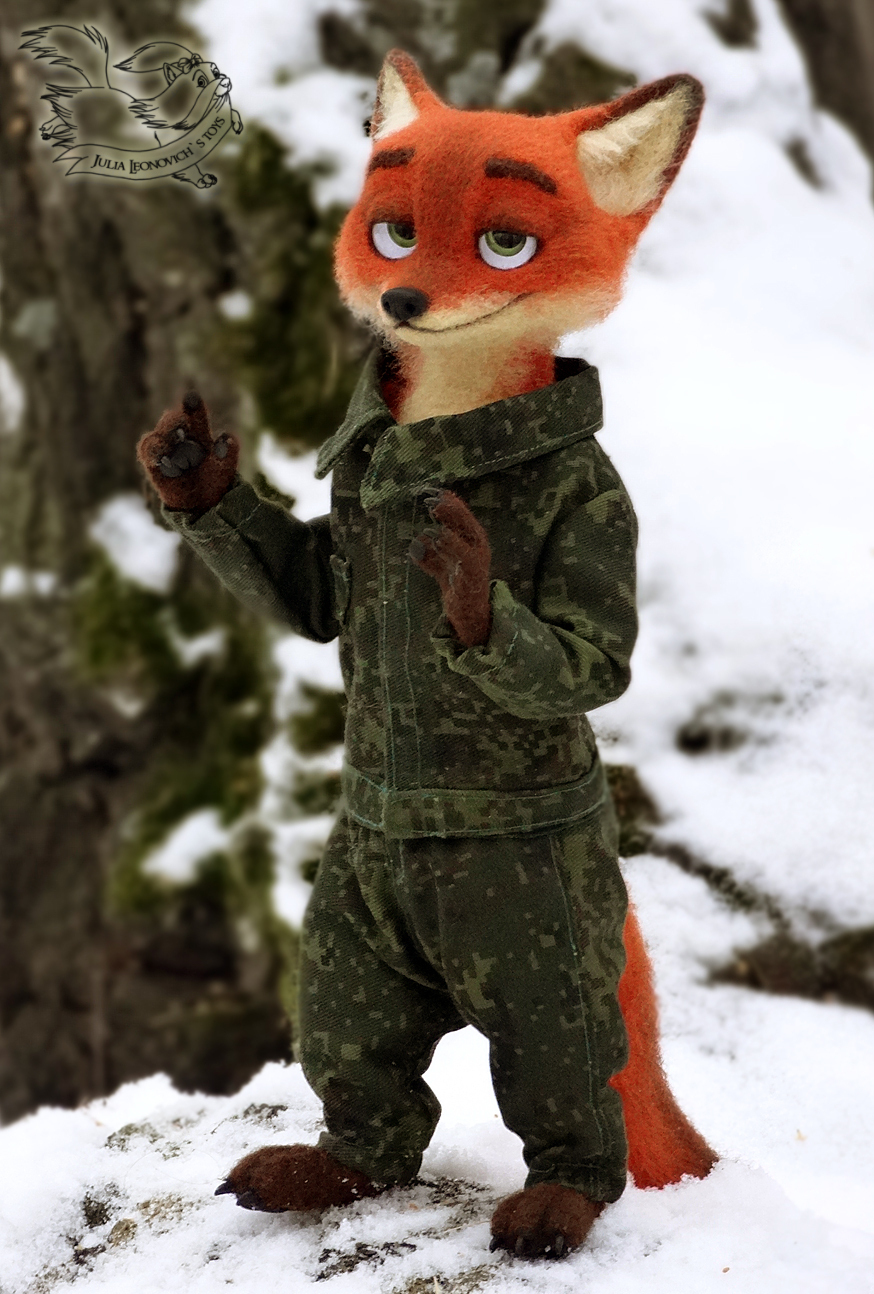 How do you like Warrior? - Zootopia, Zootopia, Nick wilde, Fan art, Author's toy, Statuette, Dry felting, Copyright, Longpost