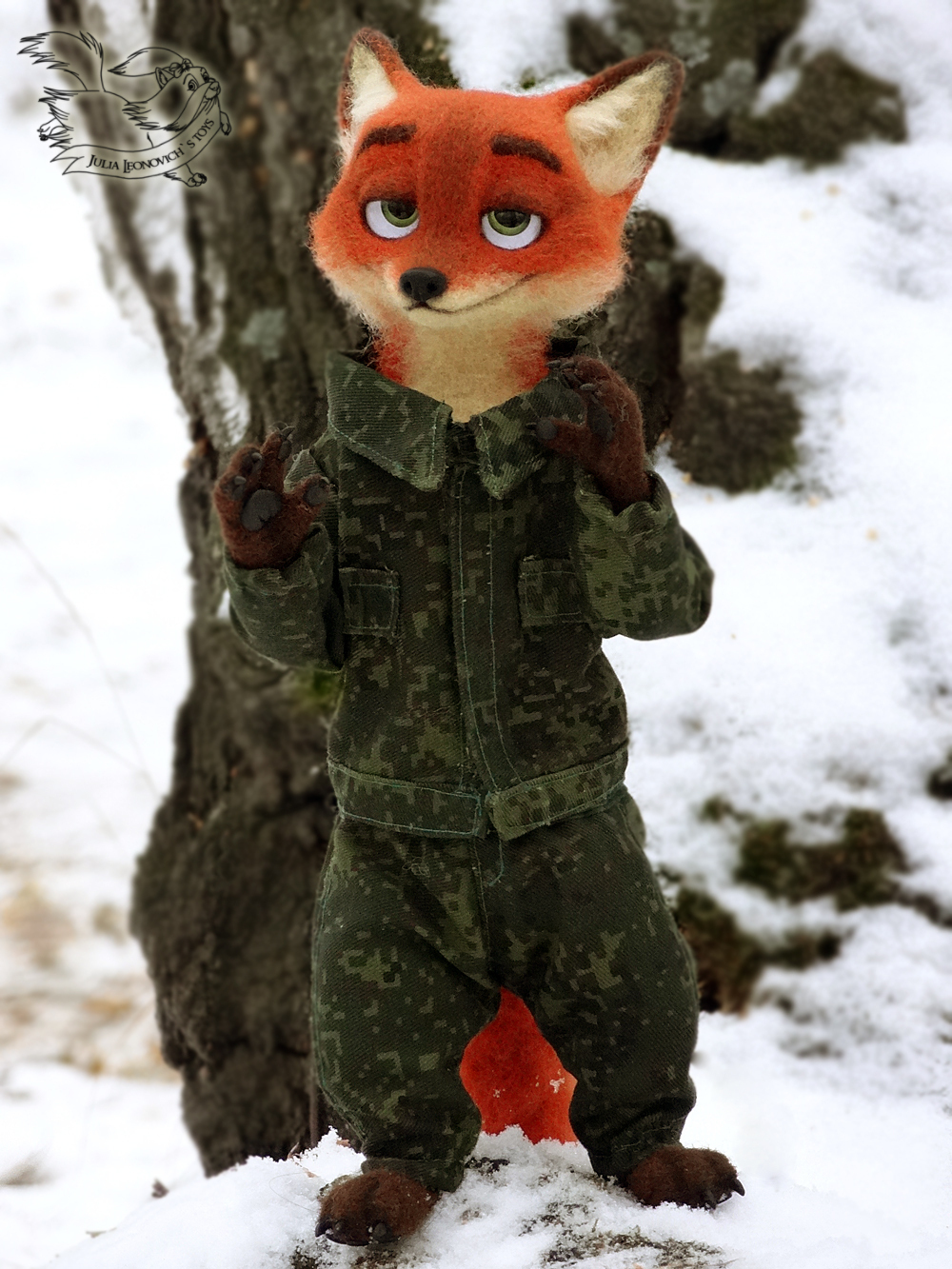 How do you like Warrior? - Zootopia, Zootopia, Nick wilde, Fan art, Author's toy, Statuette, Dry felting, Copyright, Longpost