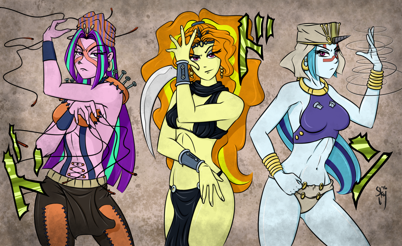 Awaken, My Masters - My little pony, Equestria girls, Jojos bizarre adventure, Crossover, PonyArt, Sonata dusk, Aria blaze