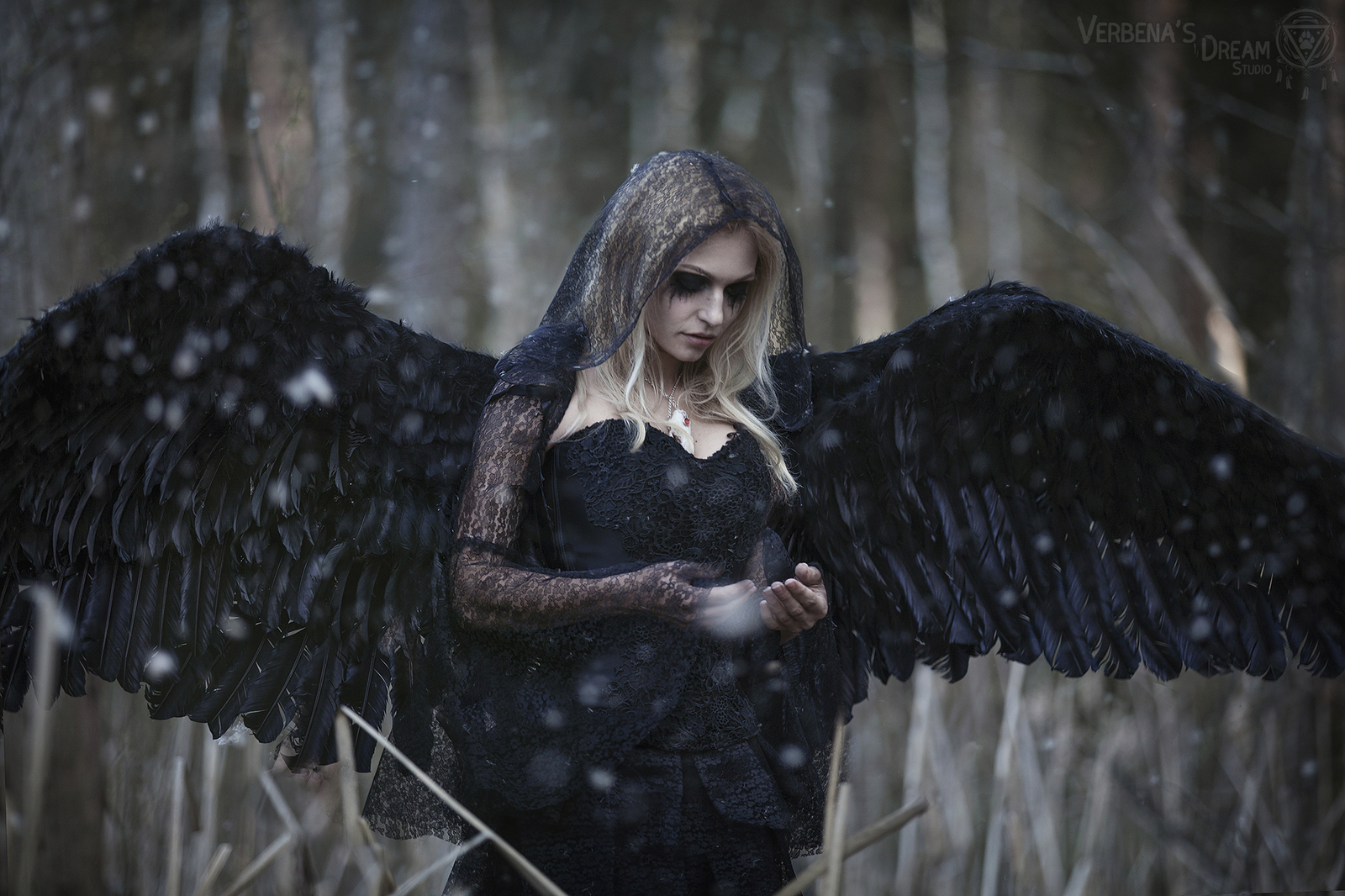 Black Angel by Verbena's dream Studio - Black angel, Черный ангел, Скорбящий ангел, Крылья, Кукла, Готика, Original, Длиннопост