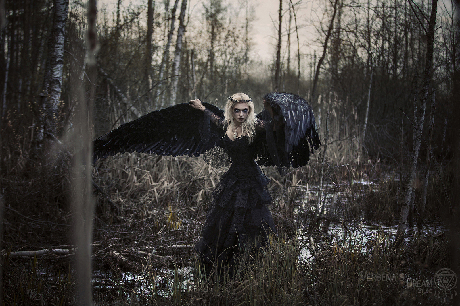 Black Angel by Verbena's dream Studio - Black angel, Черный ангел, Скорбящий ангел, Крылья, Кукла, Готика, Original, Длиннопост