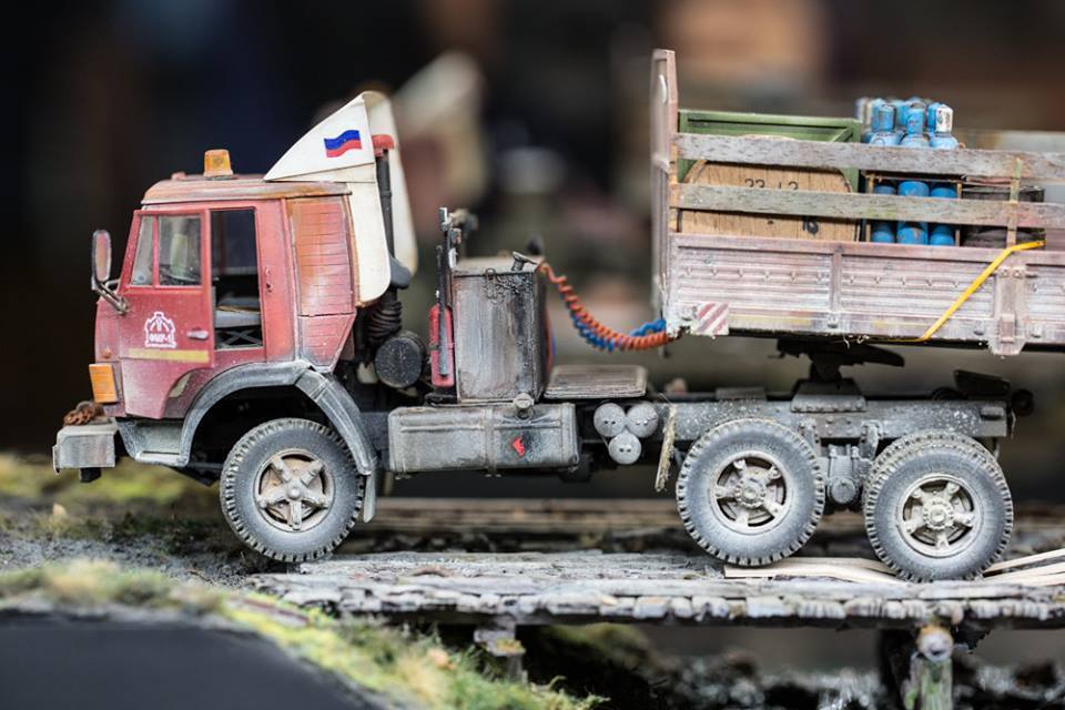 Miniature Unsuccessful move - Car modeling, Miniature, Diorama, Kamaz, Bridge, Failure, Hobby, Longpost