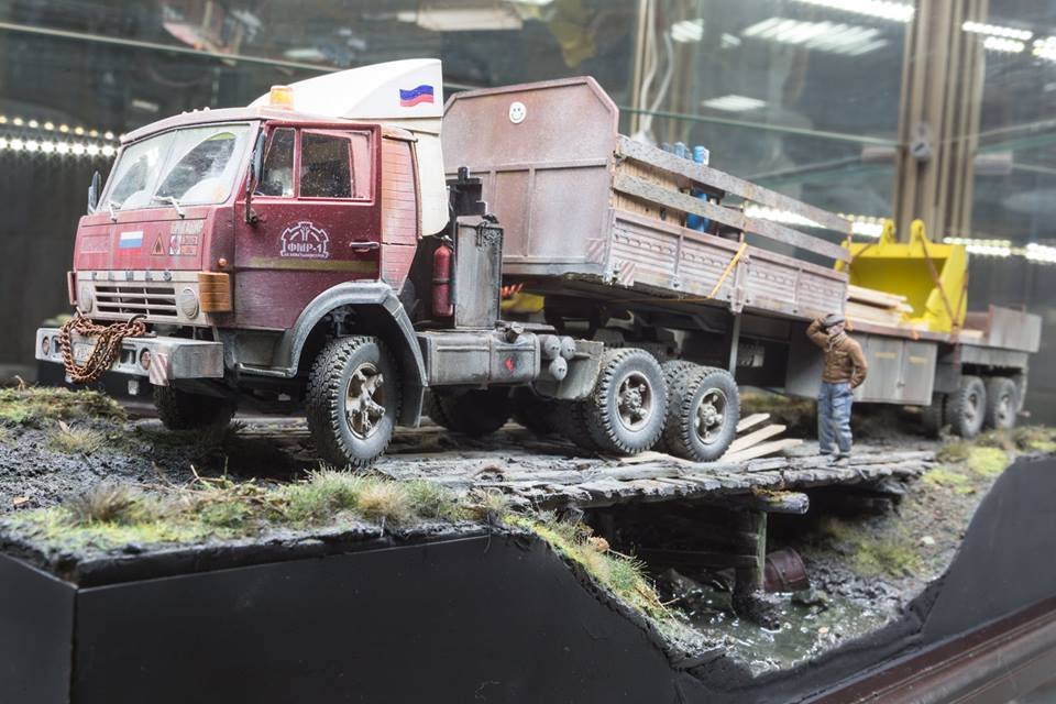 Miniature Unsuccessful move - Car modeling, Miniature, Diorama, Kamaz, Bridge, Failure, Hobby, Longpost