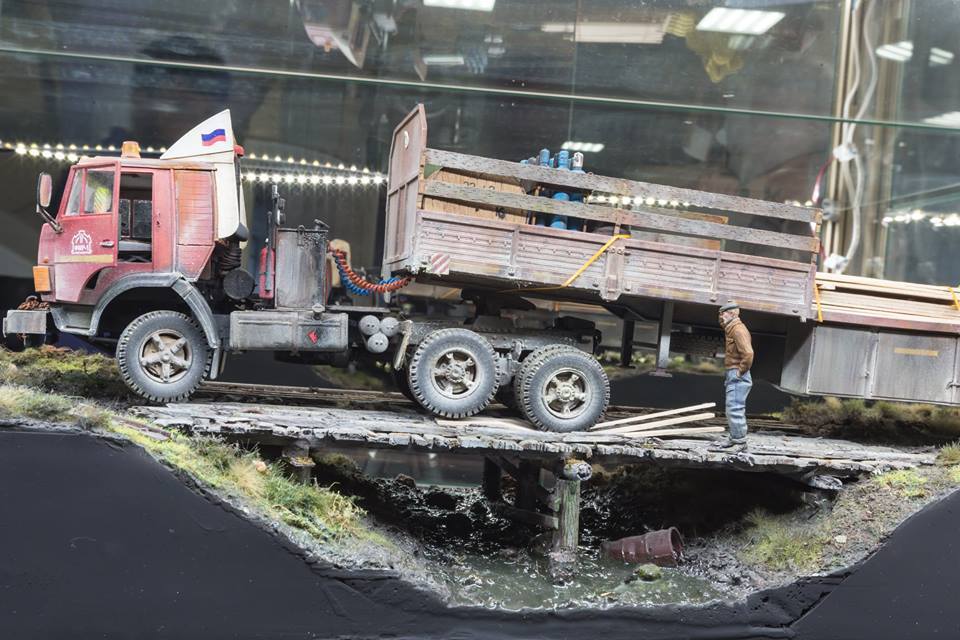 Miniature Unsuccessful move - Car modeling, Miniature, Diorama, Kamaz, Bridge, Failure, Hobby, Longpost