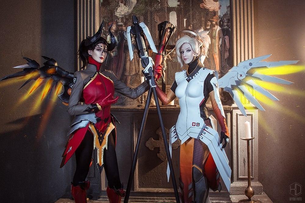 Ангел! - Мария Давыдова, Ксения Офицерова, Девушки, Косплей, Mercy, Overwatch, Длиннопост