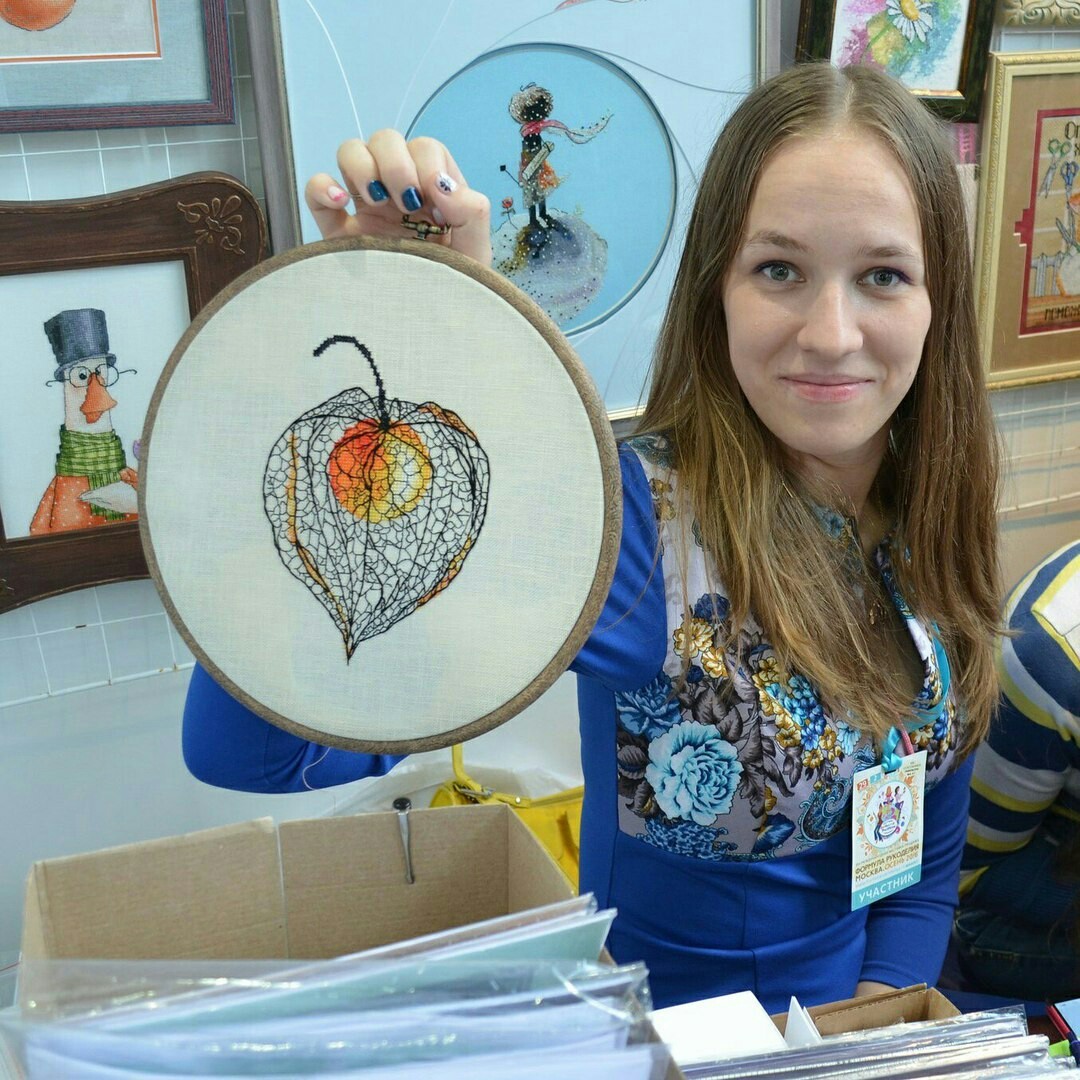 Chamomile and fiery Heart! - My, Embroidery, Needlework without process, Physalis, Longpost, Copyright, My