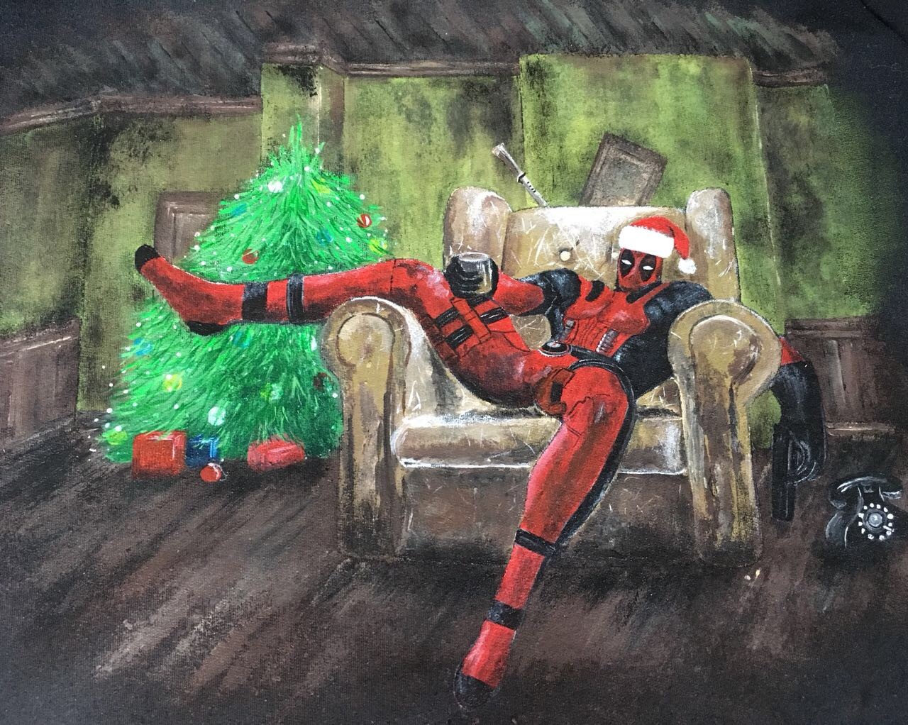 Needlework post. A bit of deadpool - My, Needlework, Painting on fabric, Deadpool, Video, Longpost