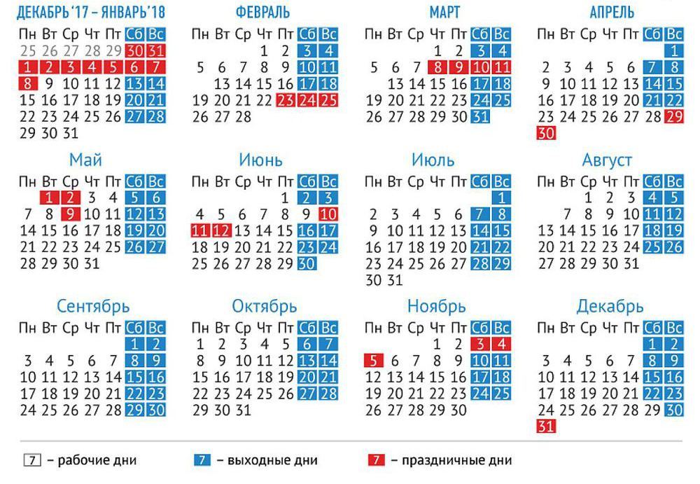 Утвержденный производственный календарь на 2018 год - Календарь, Календарь 2018, Праздники