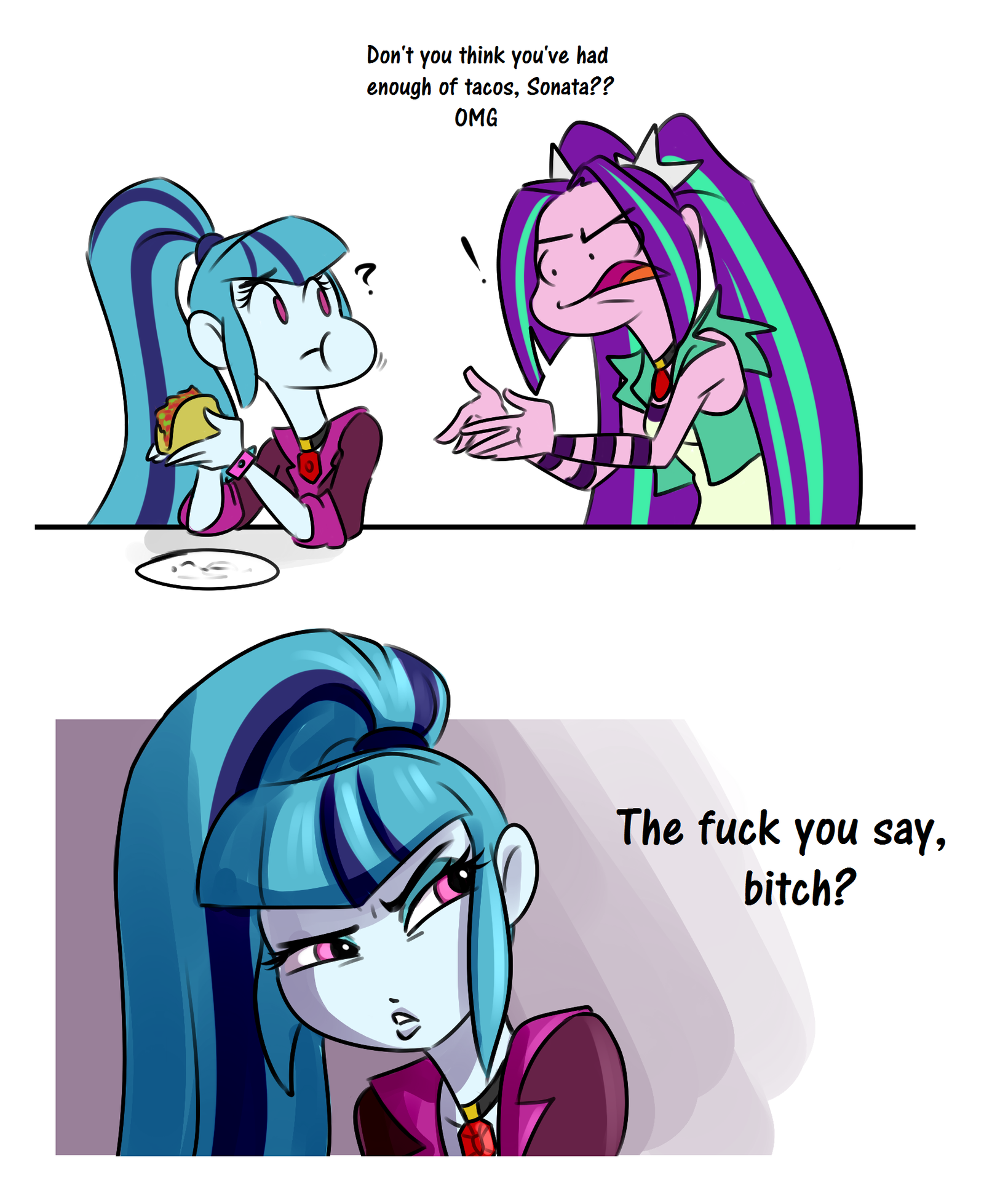 Тако by Ponut Joe - My Little Pony, Sonata Dusk, Aria Blaze, Ponutjoe