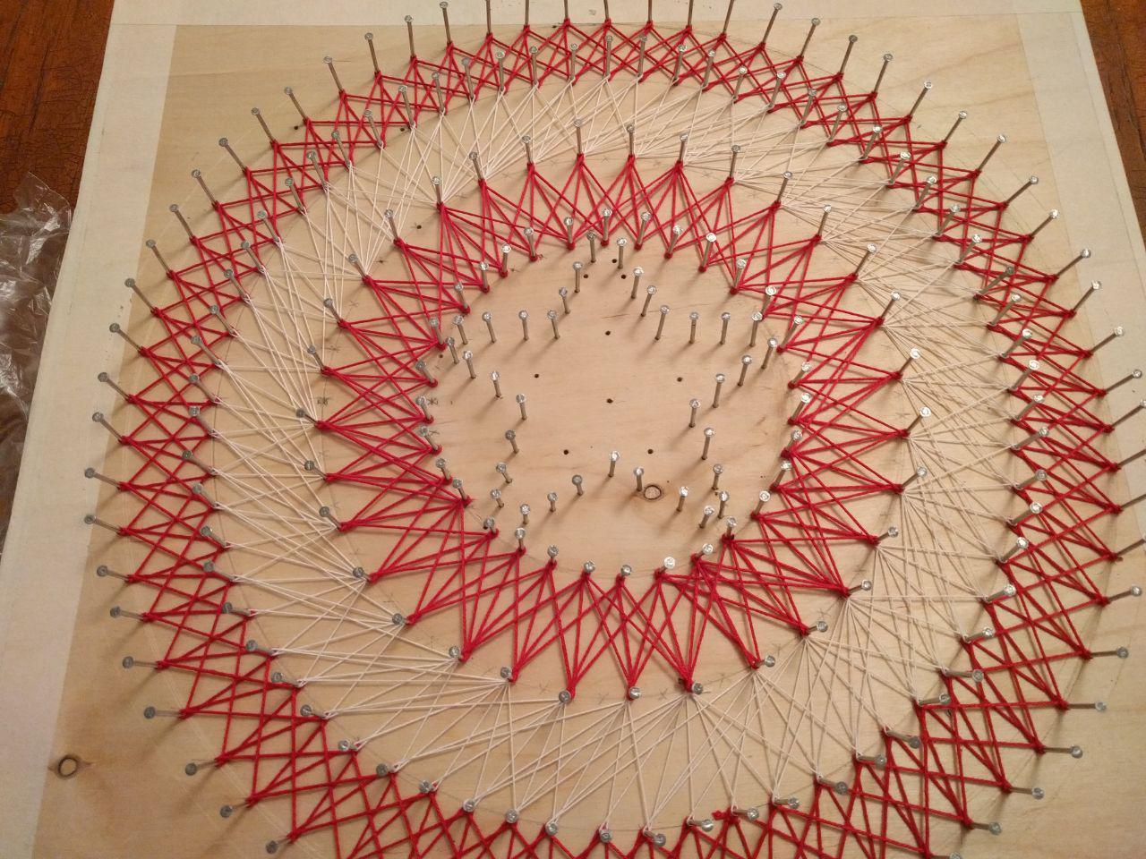 Мой первый опыт в творчестве в стиле String Art - Моё, String Art, Капитан Америка, Нитки, Самоделки, Длиннопост