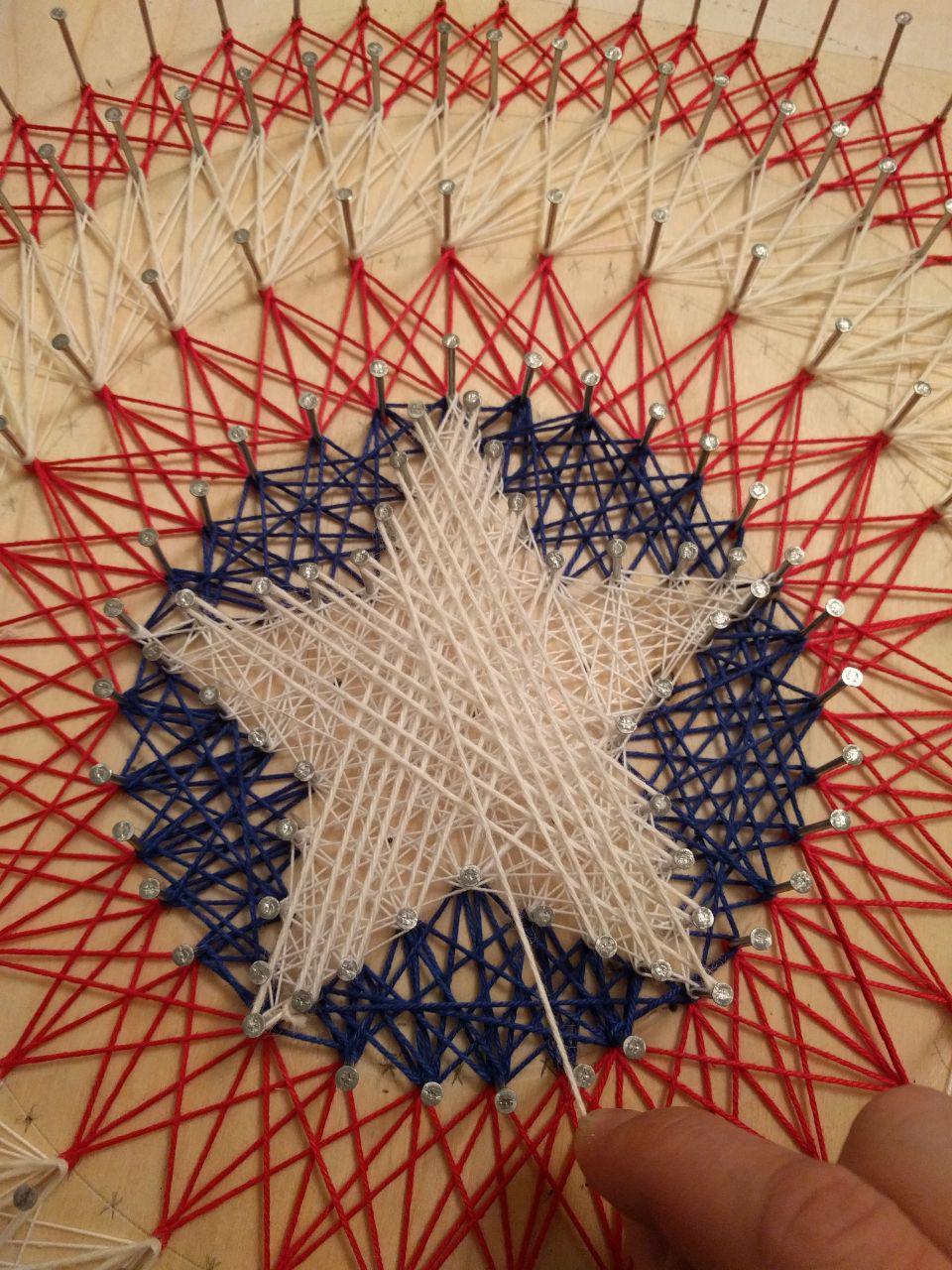 Мой первый опыт в творчестве в стиле String Art - Моё, String Art, Капитан Америка, Нитки, Самоделки, Длиннопост