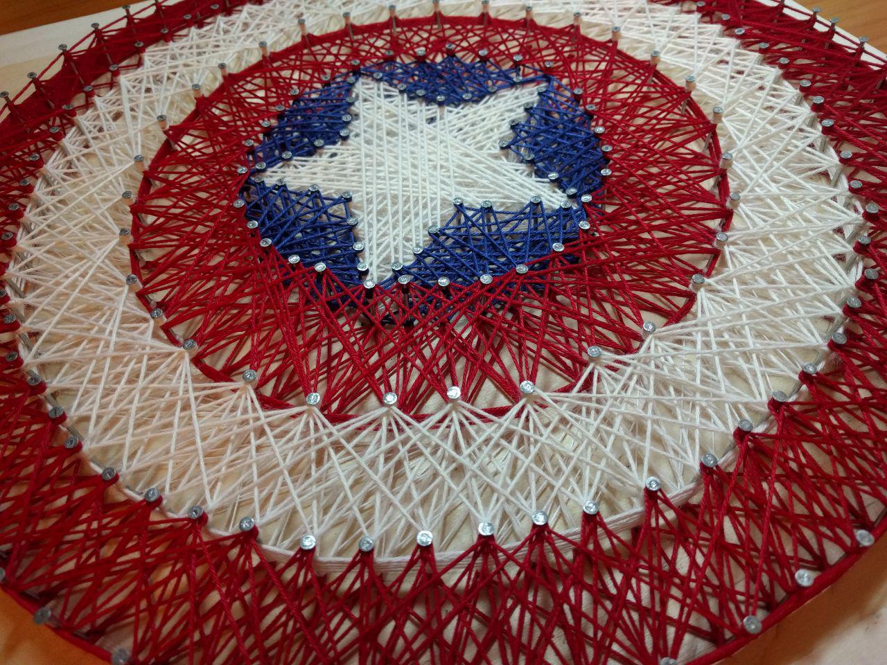 My first String Art experience - My, String Art, Captain America, Thread, Homemade, Longpost