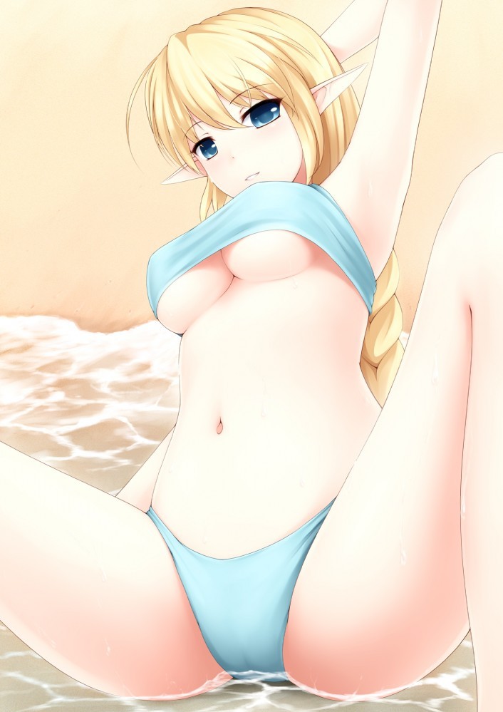 Beach art selection - NSFW, A selection, Anime art, Longpost