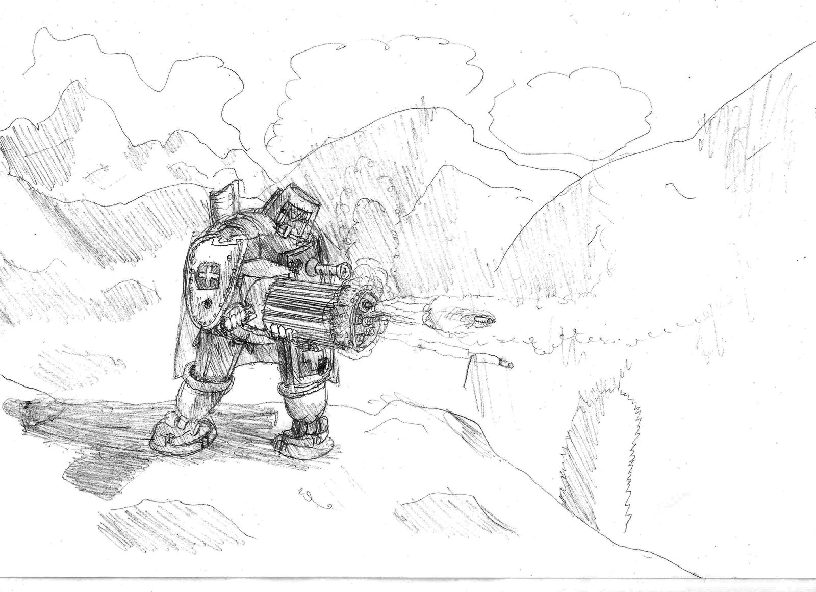 Robot - My, , Robot, Drawing, Pencil drawing, 9 years