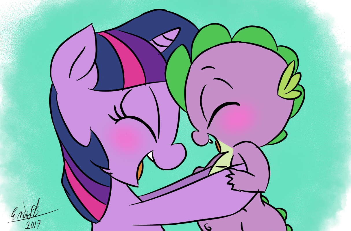 PURPLE CUDDLES - My little pony, PonyArt, Twilight sparkle, Spike