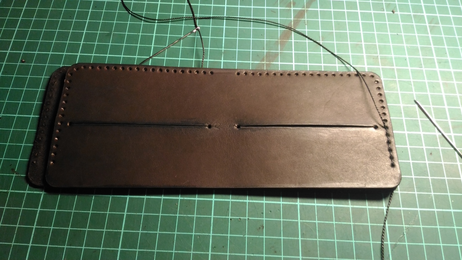 Second job. Simple classic wallet. - My, Leather, Leather, Wallet, Longpost, Process