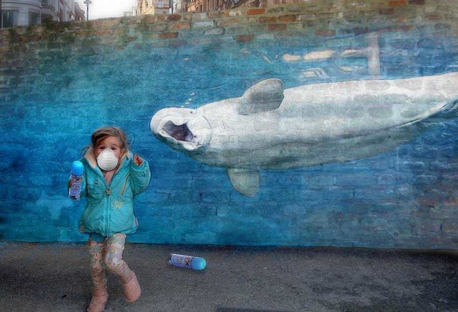 Surprised girl and white whale (fotoebi) - Belukha, Fotozhaba, Tjournal, The photo, Reddit, Longpost