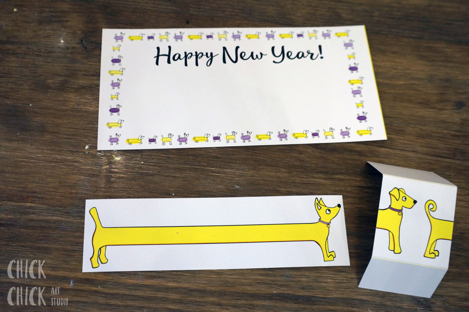 How do I make postcards? - My, Postcard, New Year card, Design, Dog, New Year, With your own hands, Needlework with process, Longpost