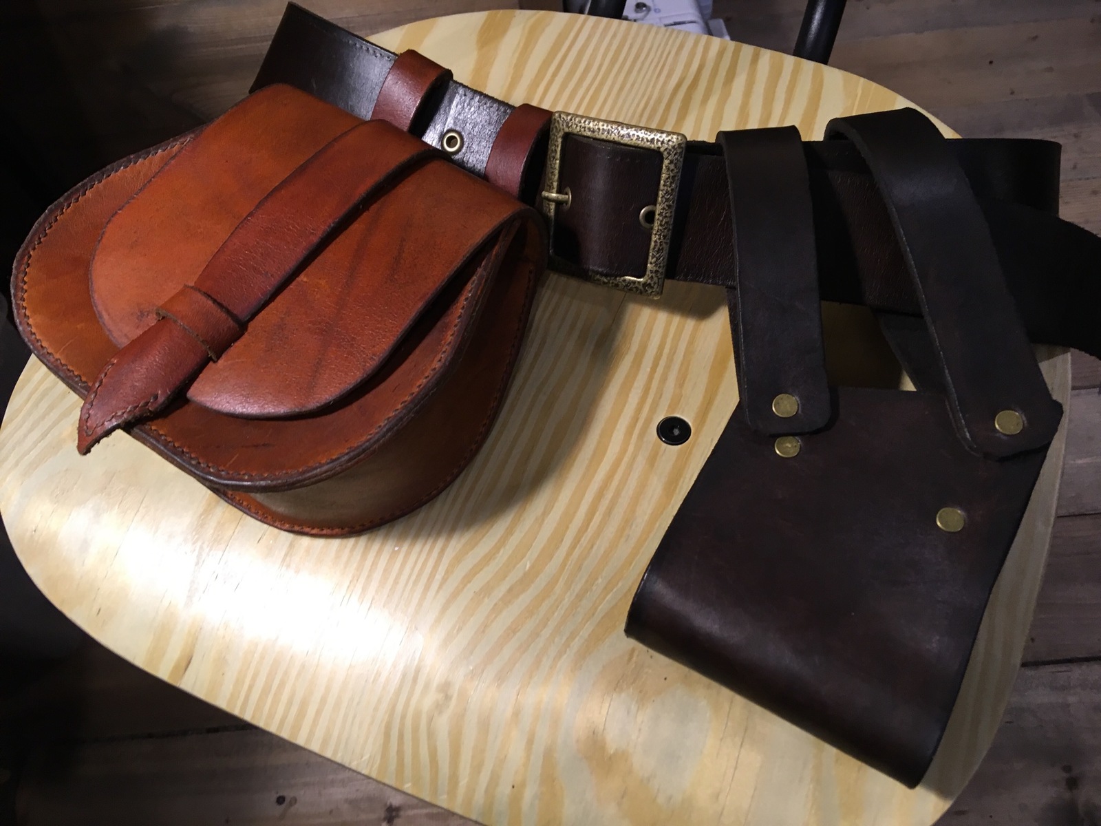 A small continuation of leather work - My, Leather, Leather, Needlework without process, Sheath, Belt, Сумка, Role-playing games, Longpost