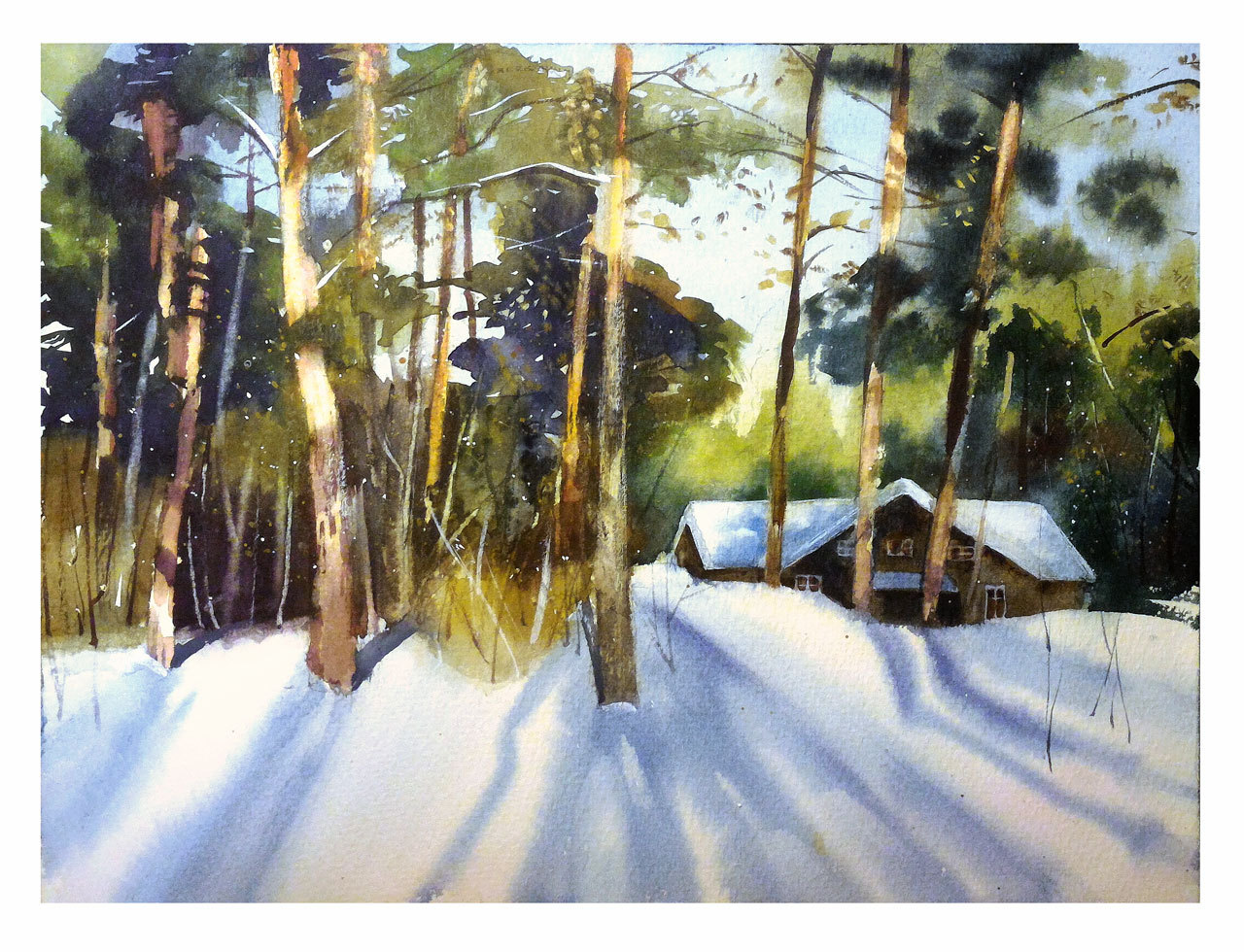 Forest landscape - My, Watercolor, My, Drawing, Forest