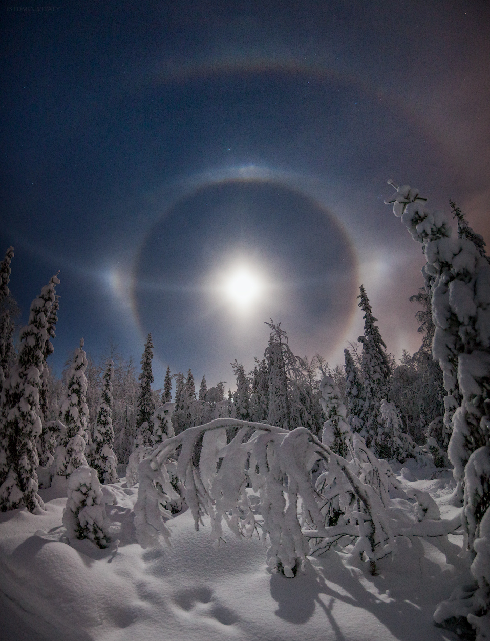 rare halo - My, Apatity, Murmansk region, Winter, Halo, moon, Landscape, 