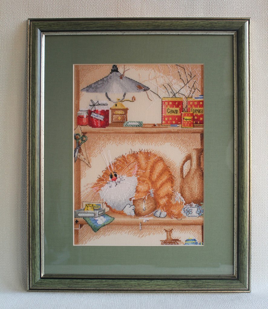 Two cats, 7 mice, 2 cockroaches and a fly. - My, Needlework without process, My, Cross-stitch, Copyright, cat, Embroidery, Longpost