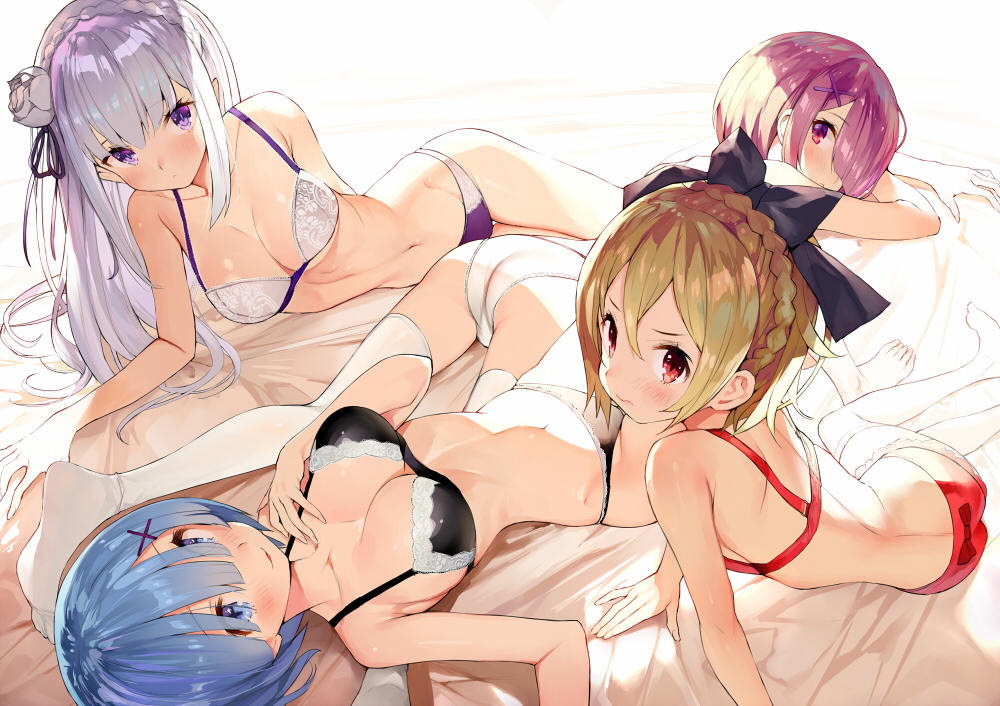 Rem, Ram, Emilia and Felt [re:zero] - Rem, Ram, Emilia, Felt, Re:Zero Kara, Аниме, Anime Art, Waifu, Rem (Re:Zero Kara), Ram (Re:Zero Kara), Felt - Re:Zero Kara