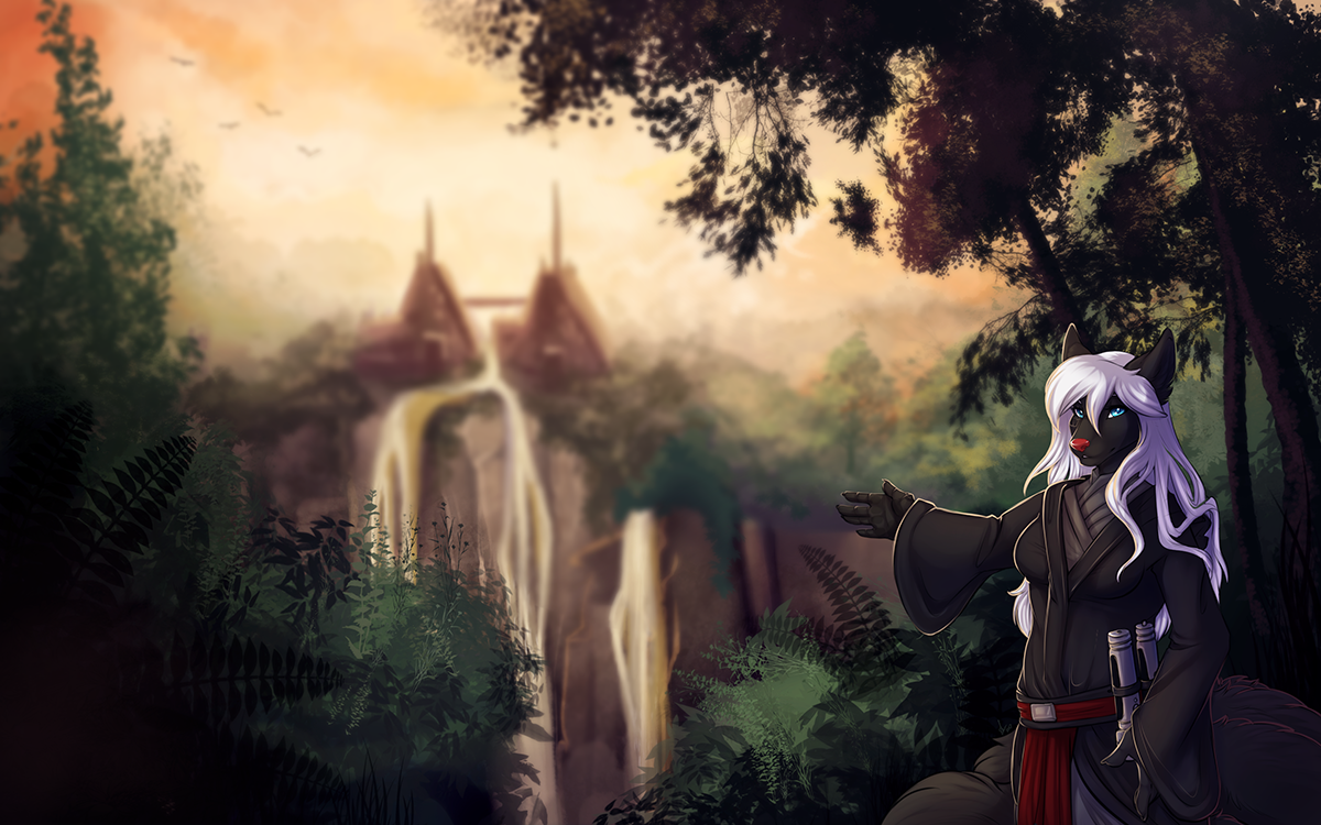 The path to the temple - Furry, Anthro, Art, 