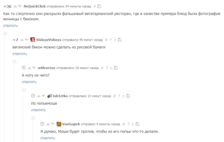 Как обычно бывает в комментариях на Пикабу...) - Пикабу, Комментарии, Вегетарианство