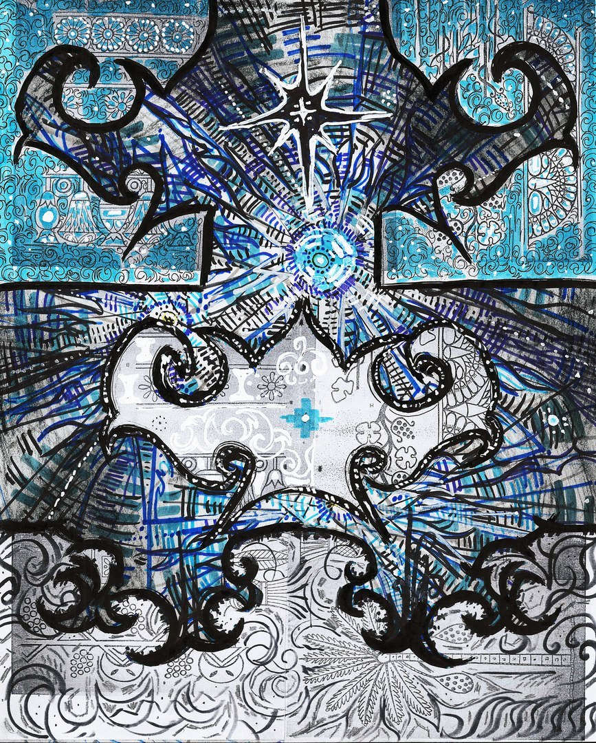 Esoteric, mixed media, A3 format - My, Esoterics, Mixed media, Graphics, Longpost