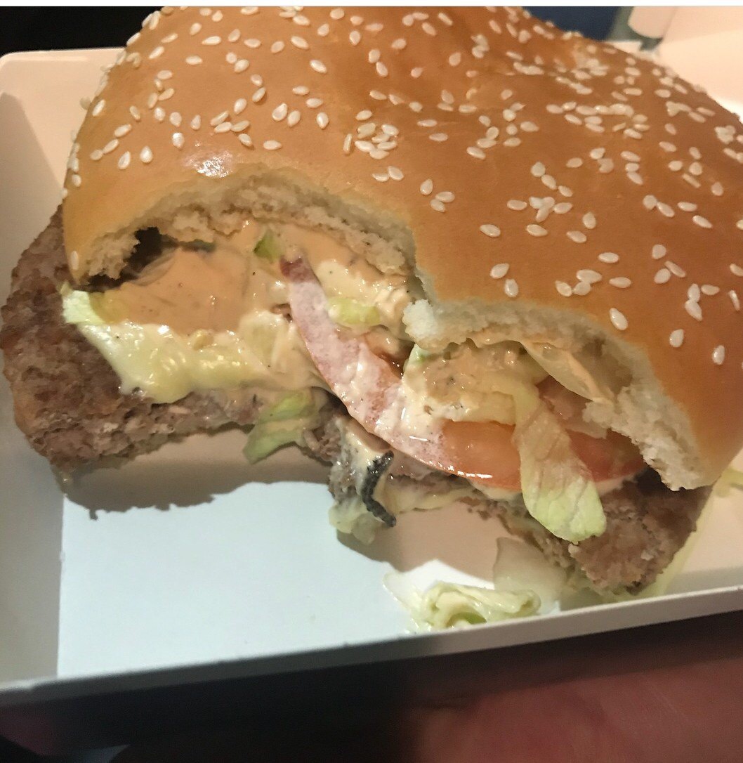 Caterpillar in McDonald's Burger - My, McDonald's, Burger, Caterpillar, Unsanitary conditions