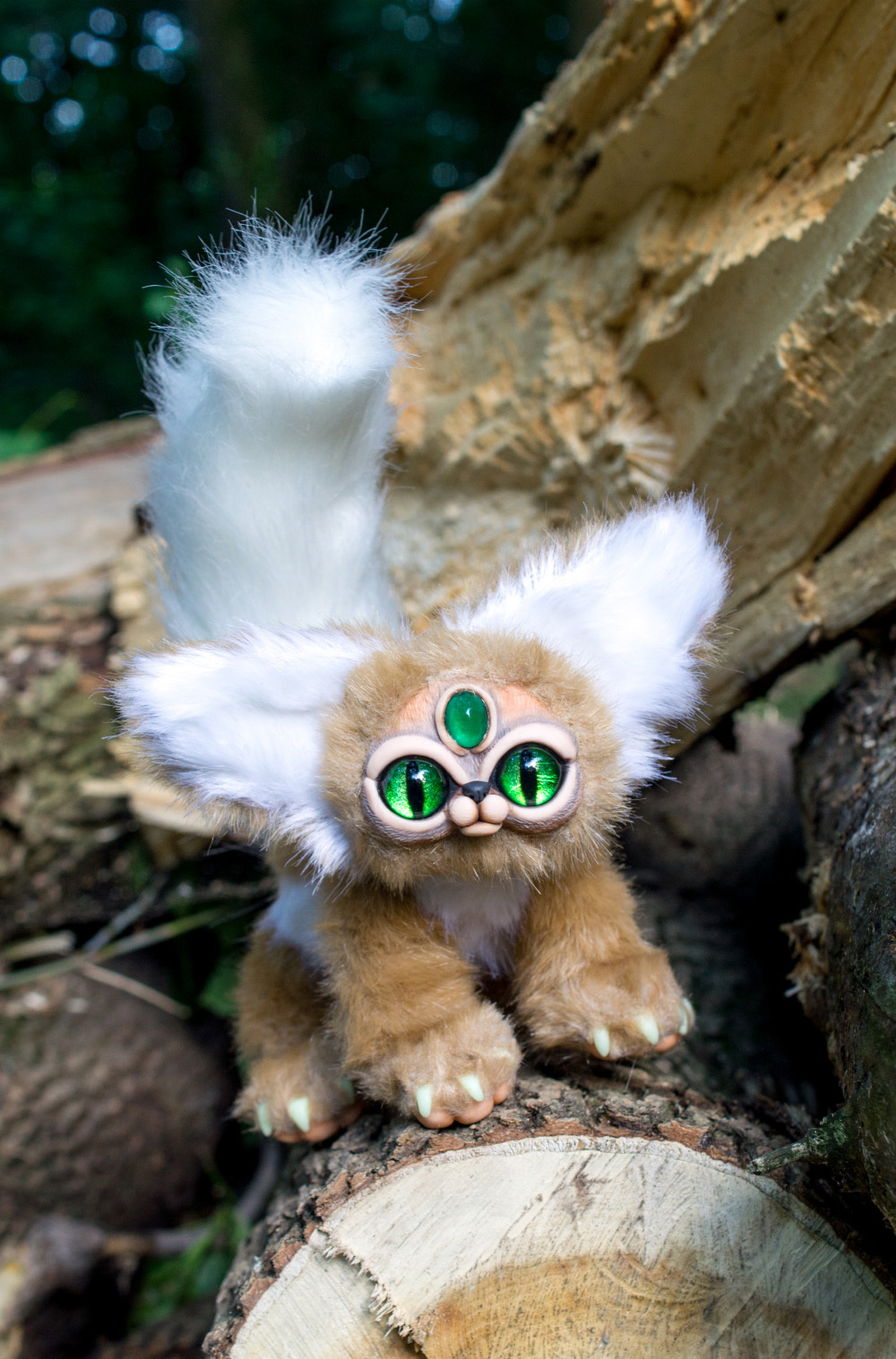 three-eyed beast - My, Adelkawalka, Needlework without process, Handmade, Artificial fur, Polymer clay, Longpost