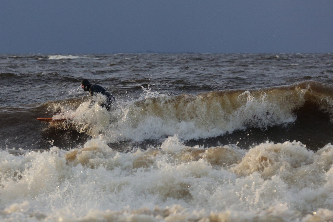 Severe St. Petersburg surfing. - The photo, Surfer, Winter, , Saint Petersburg, Longpost