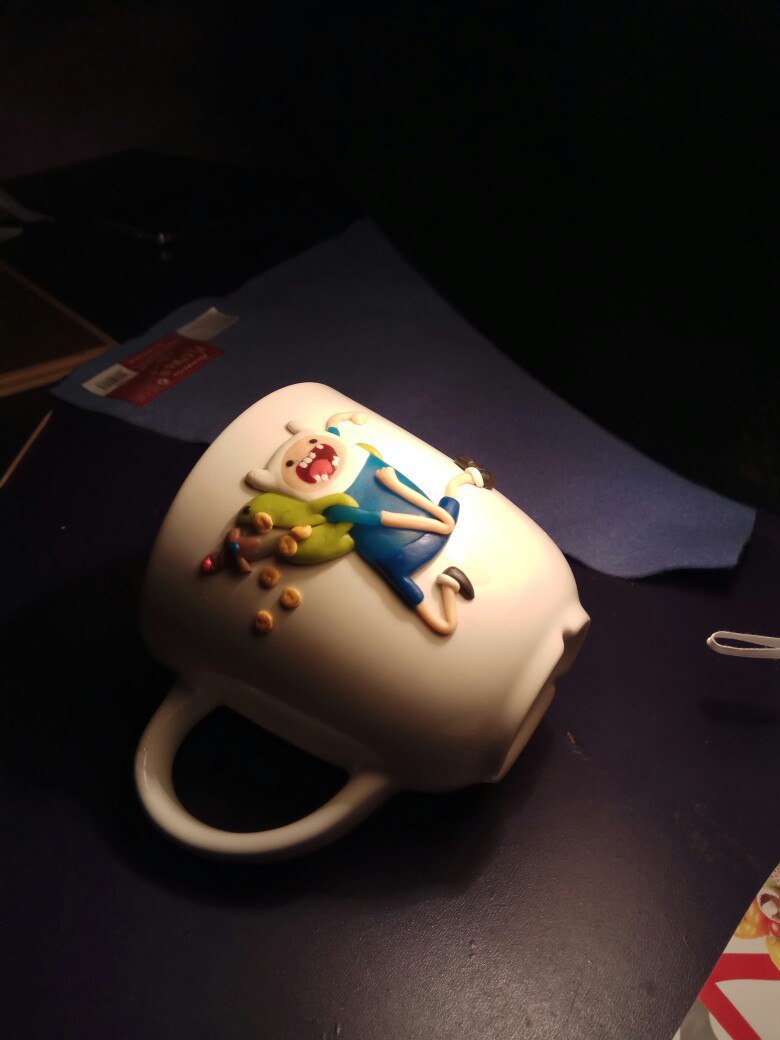 Finn made of polymer clay on a mug. Today is Friday, which means - My, Finn, Adventure Time, Polymer clay, Longpost