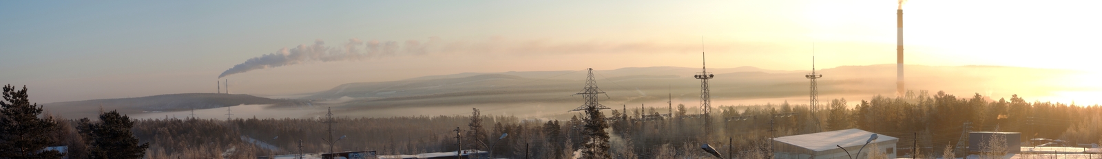 Foggy morning - My, Панорама, Neryungri, Morning, Fog, Winter, Nikon p510