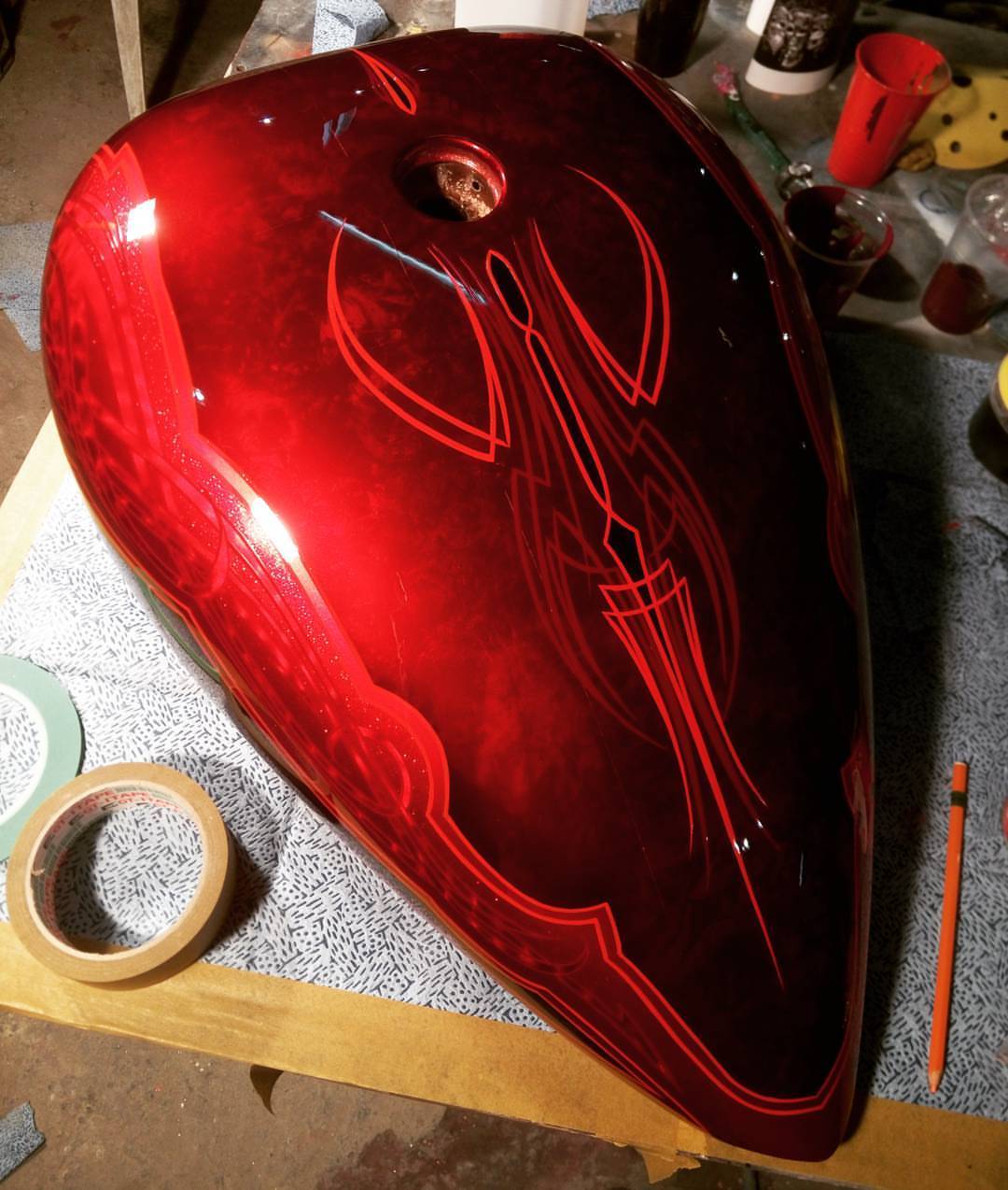 My work in pinstriping technique - My, Pinstriping, Customization, Brush, Handmade, Painting, Motorists, Motorcycles, Video, Longpost, Moto