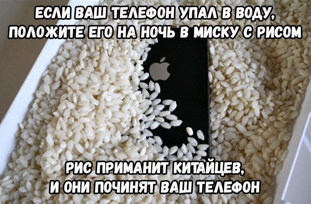 Телефон в воде - Телефон, Вода, Падение, Китайцы, Прикол, Картинка с текстом, Юмор, Ремонт