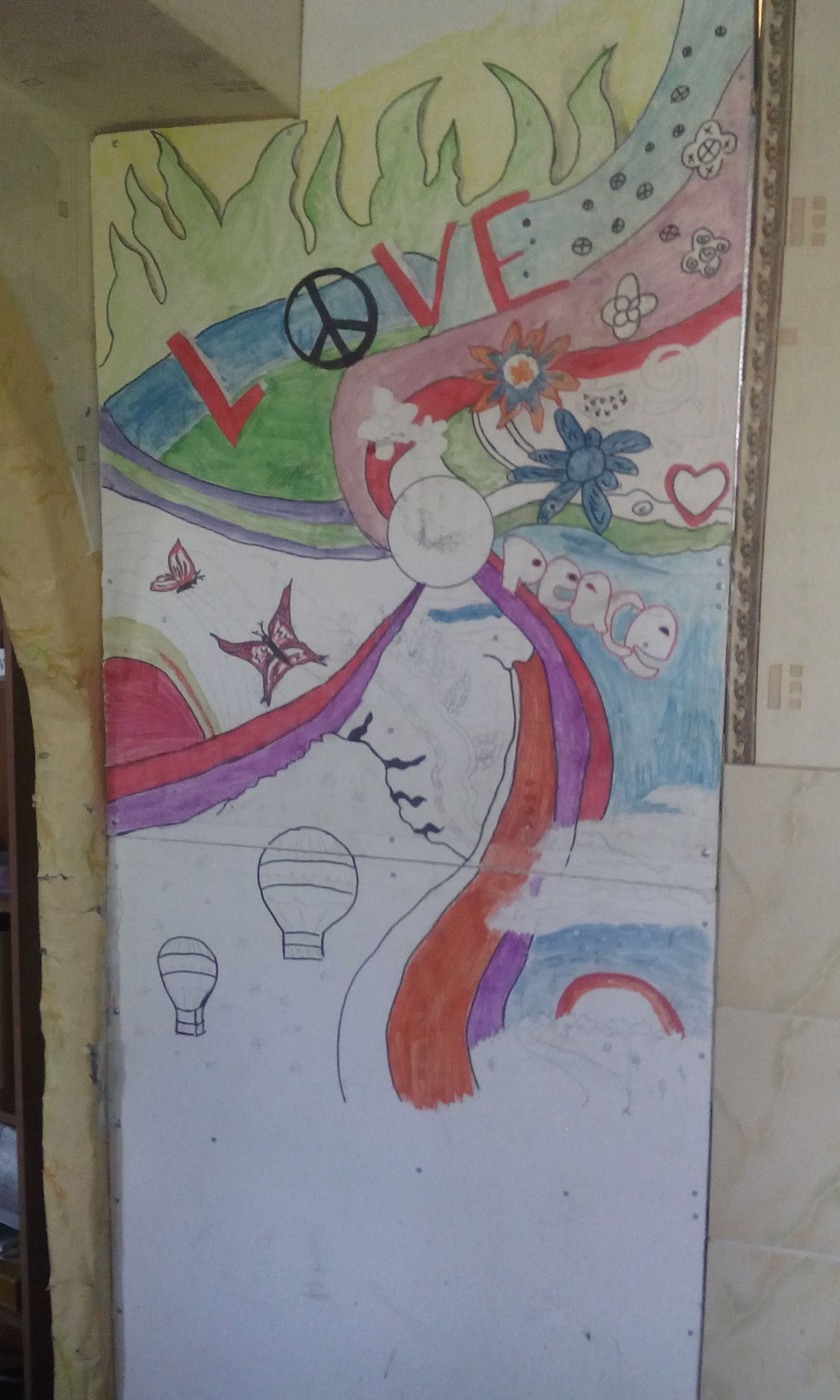 Nothing to do on vacation - My, Acid, Drawing on the wall, Watercolor, Drywall, Longpost