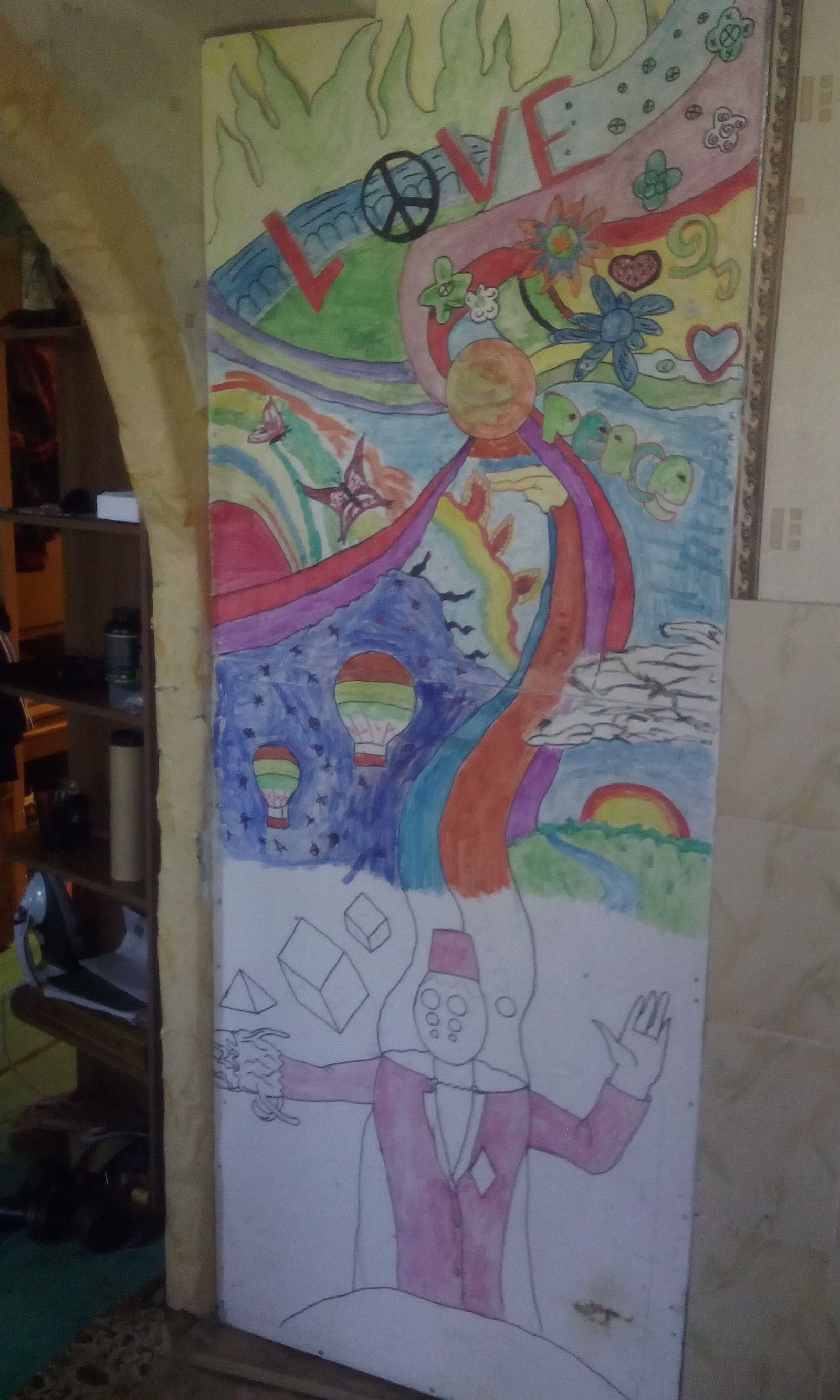 Nothing to do on vacation - My, Acid, Drawing on the wall, Watercolor, Drywall, Longpost