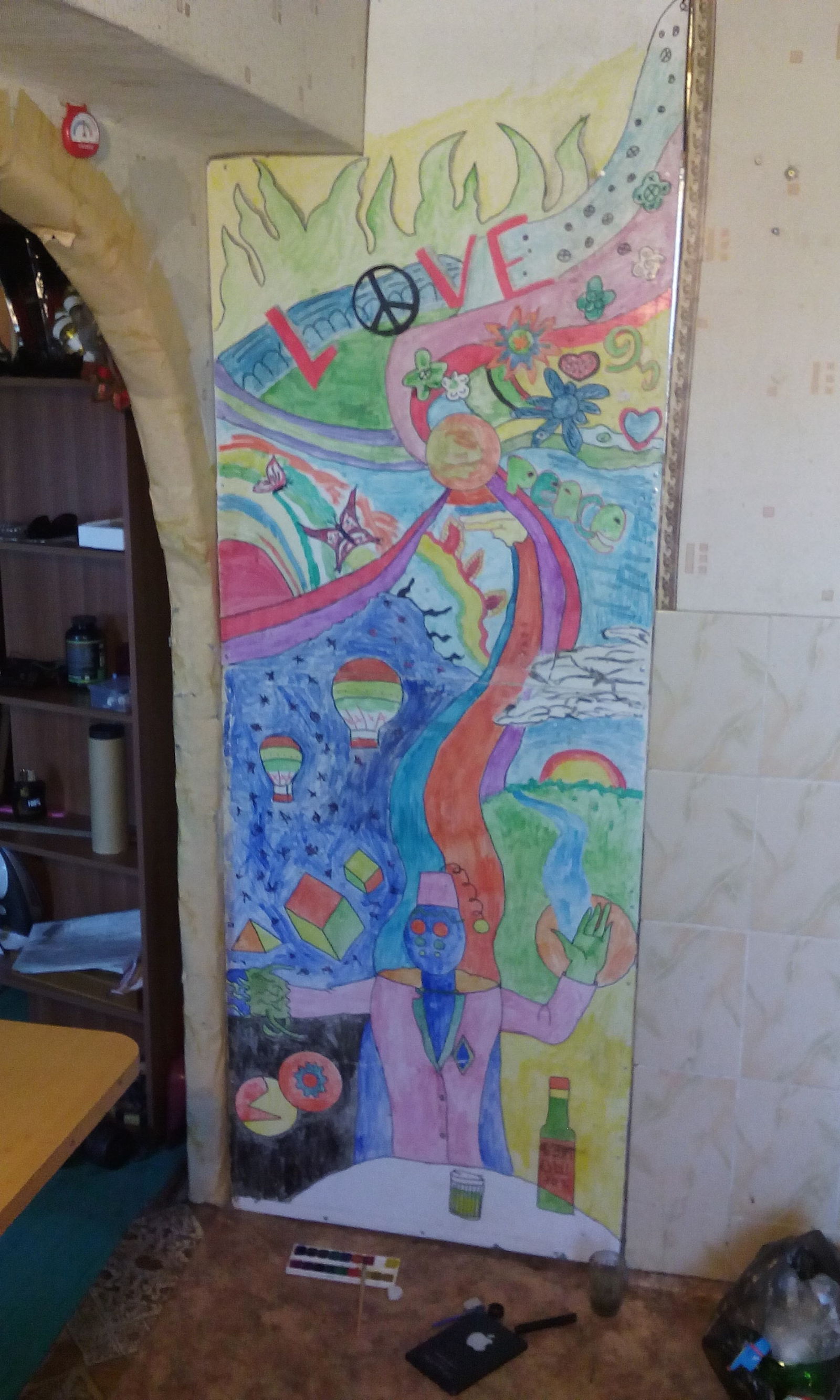 Nothing to do on vacation - My, Acid, Drawing on the wall, Watercolor, Drywall, Longpost