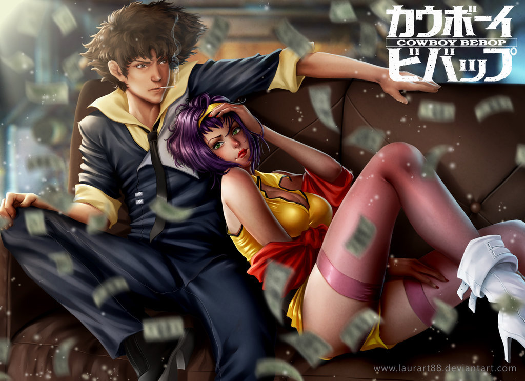 Cowboy bebop - Anime art, Anime, Cowboy bebop, Spike spiegel, Faye valentine, Laurart88, Cigarettes, Smoking